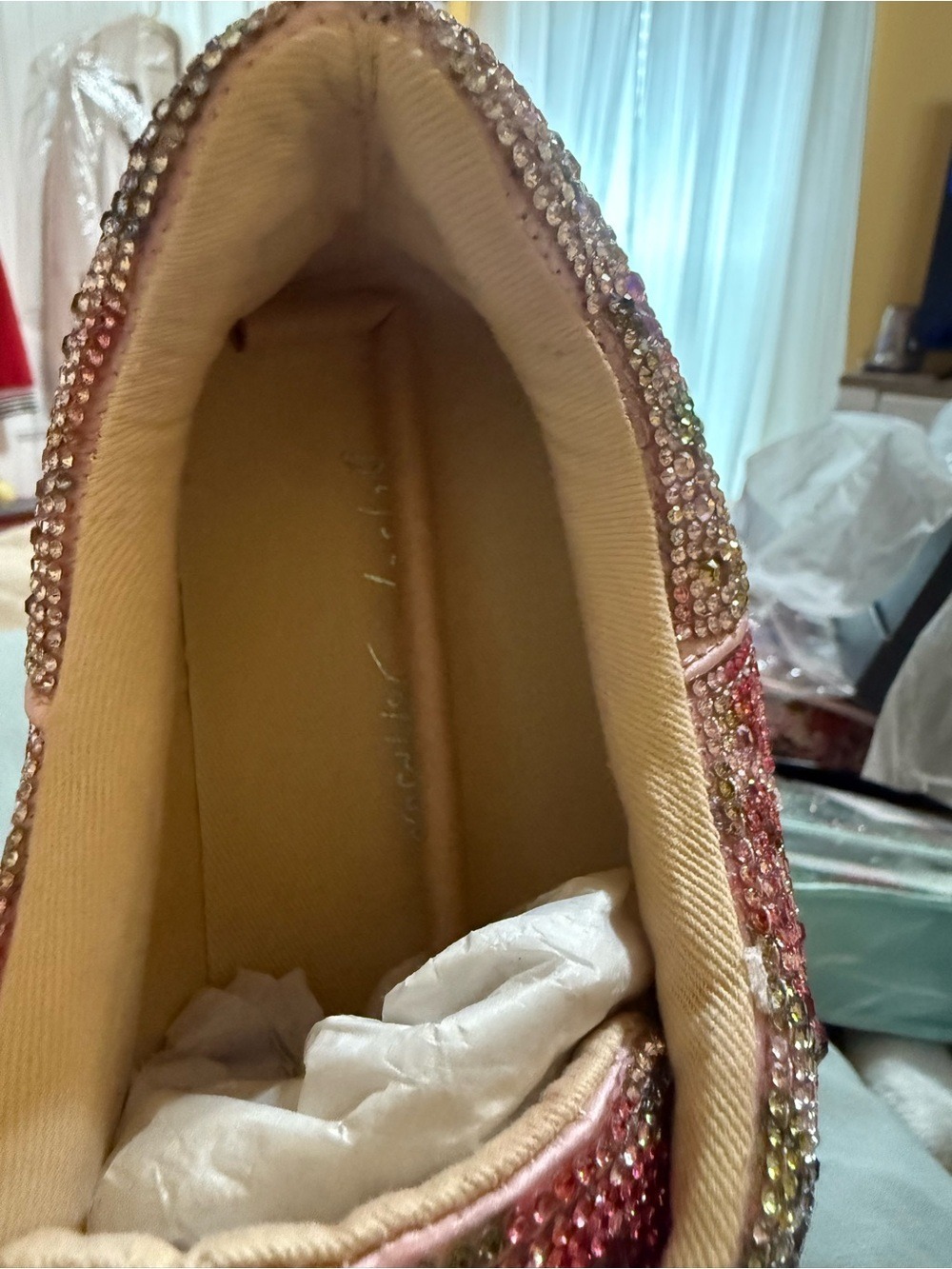 Betsey Johnson Pink Multicolor Crystal Embellished Bag Sneakers - Picture 12 of 13